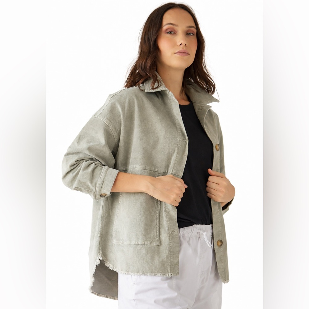 BASSIKA Cement Green Corduroy Overshirt Jacket — Size M